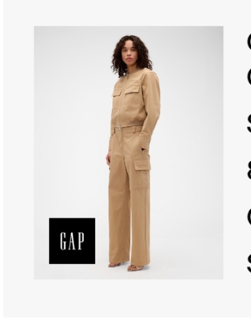 Gap x Victoria Beckham High Rise Tan Cargo Pants